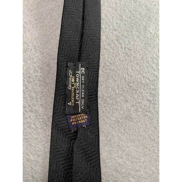 Vintage Towncraft Mens Polyester Tie Red Black Geometric Pattern Necktie - Picture 4 of 5